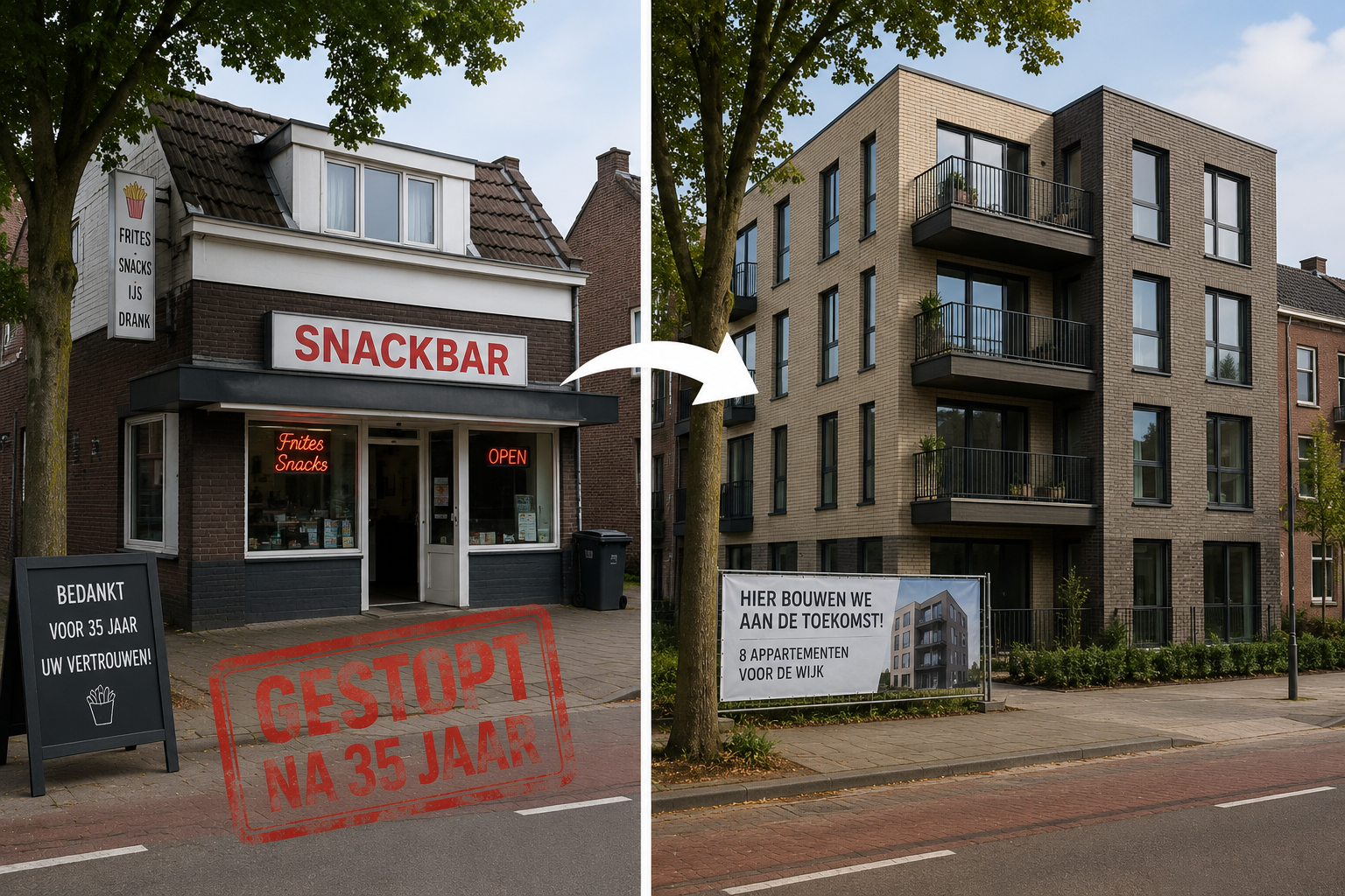 Afbeelding snackbar maakt plaats voor appartementen