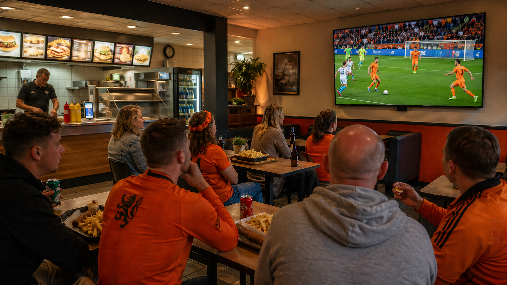 ProFri TV beelden WK in cafetaria Videma beeldlicentie met verenigingskorting