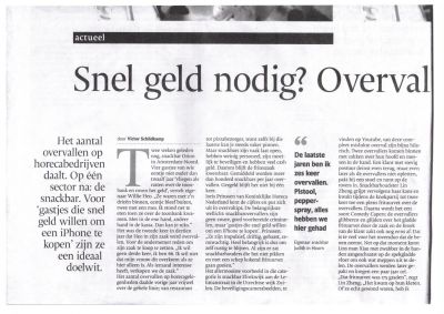 2015-05-09 - Artikel Volkskrant - Snel geld nodig overval een snackbar - Artikel deel 1